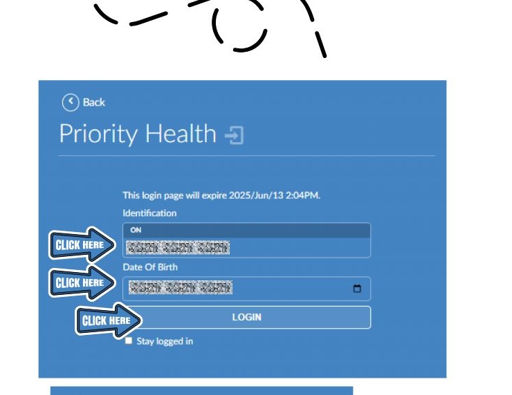 Priority Health secure login screen